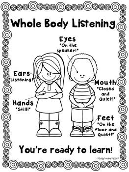 Whole body listening give me five classroom management attention getter chart classroom management whole body listening classroom behavior management