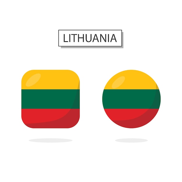Premium vector flag of lithuania shapes icon d cartoon style