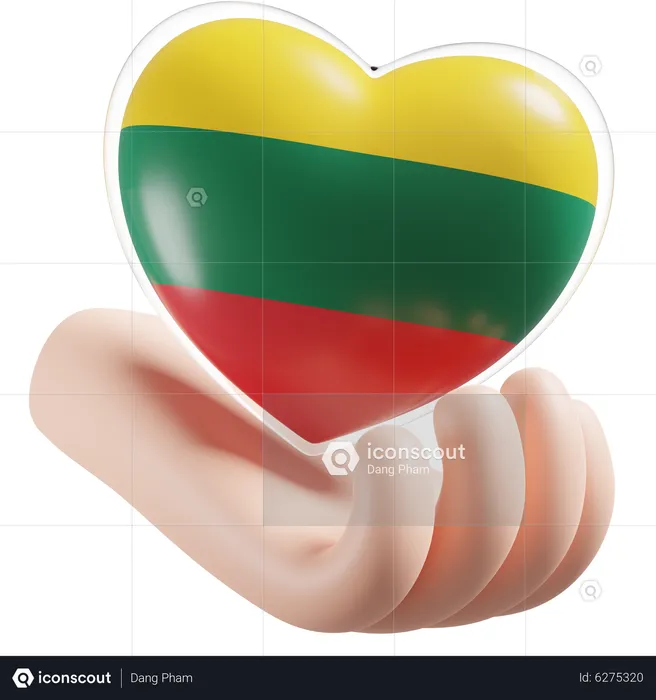 Heart hand care flag of lithuania flag d icon download in png obj or blend format