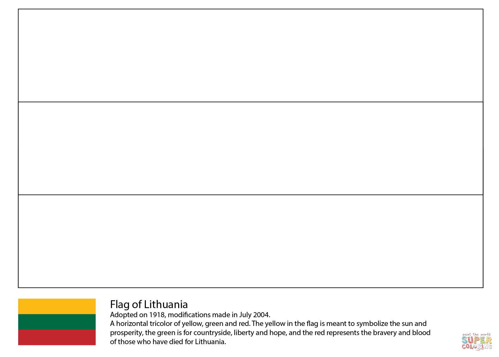 Flag of lithuania coloring page free printable coloring pages