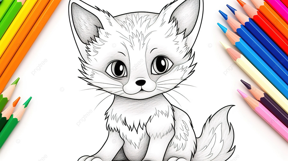 Coloring page of a kitten background cute animal pictures to color background image and wallpaper for free download