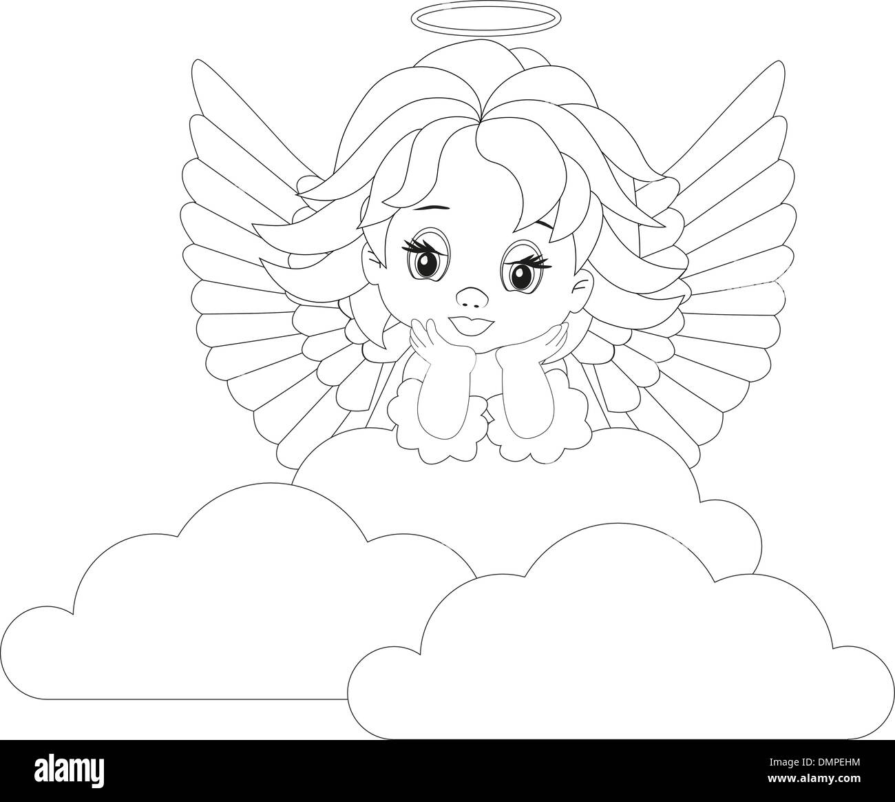 Little angel coloring page stock vector image art