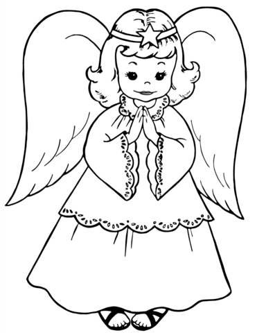 Cute little angel coloring page free printable coloring pages