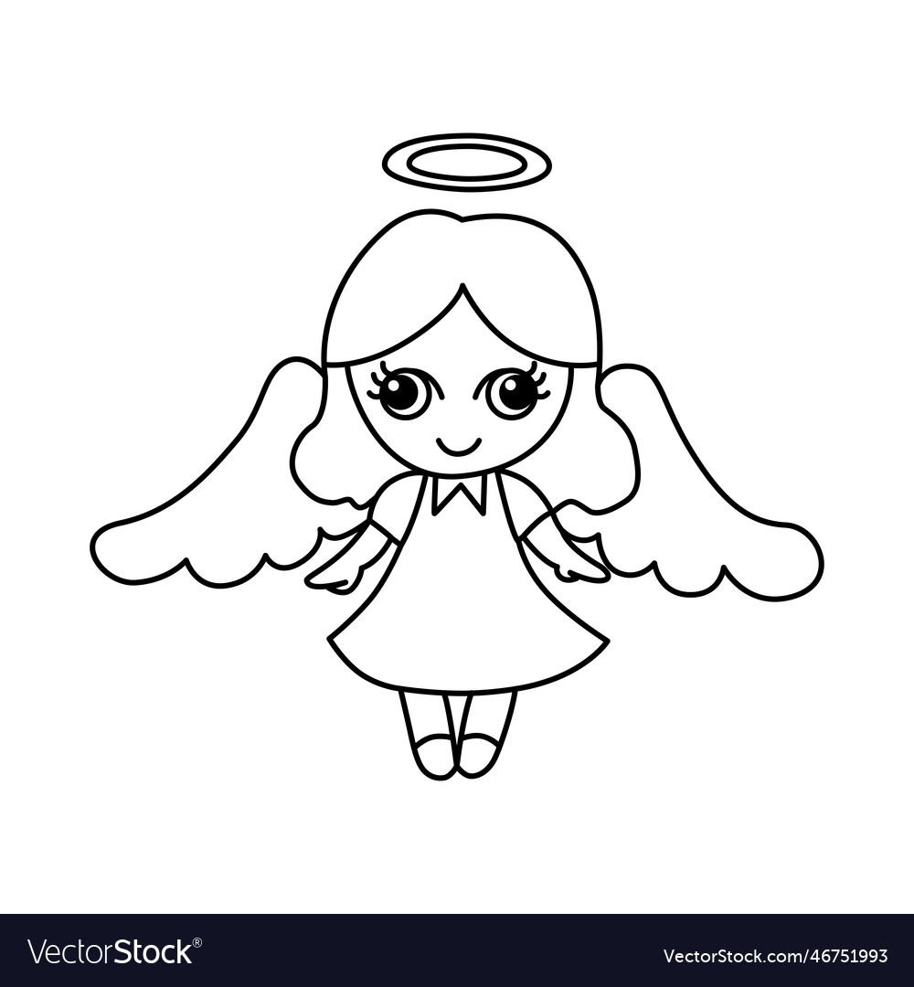 Little angel cartoon coloring page royalty free vector image