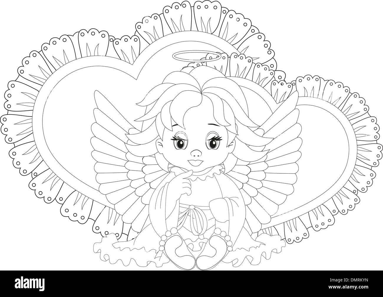 Little angel coloring page stock vector image art