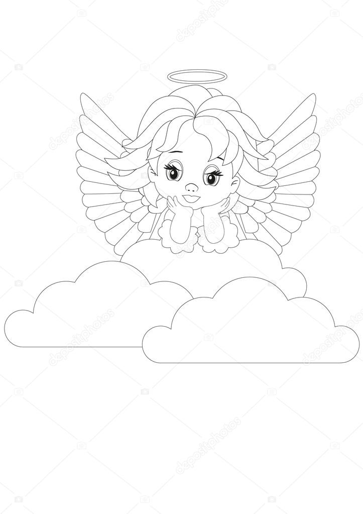 Little angel coloring page stock vector by rodakm