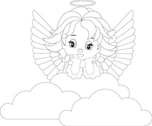 Little angel coloring page vector images