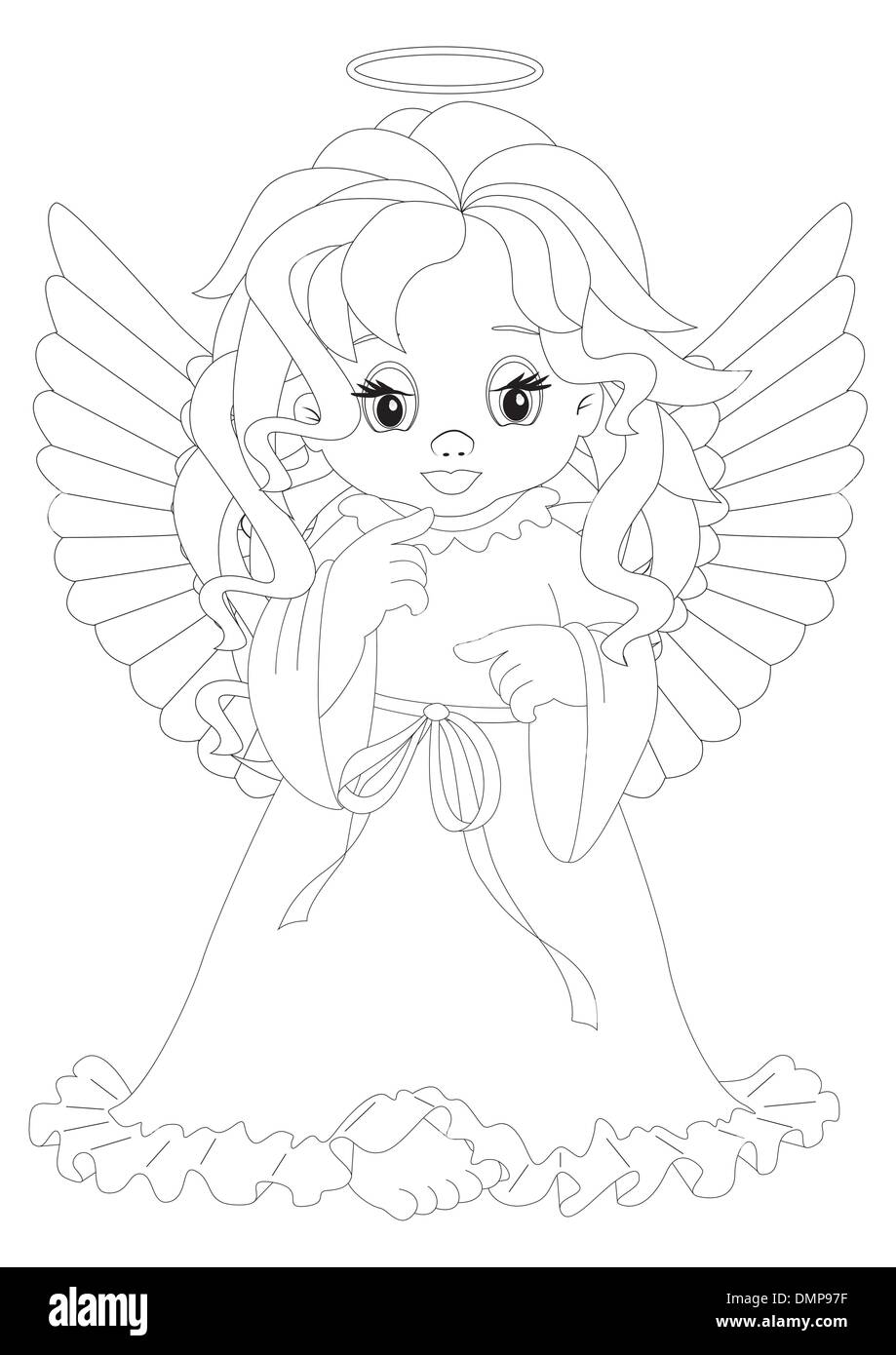 Little angel coloring page stock vector image art