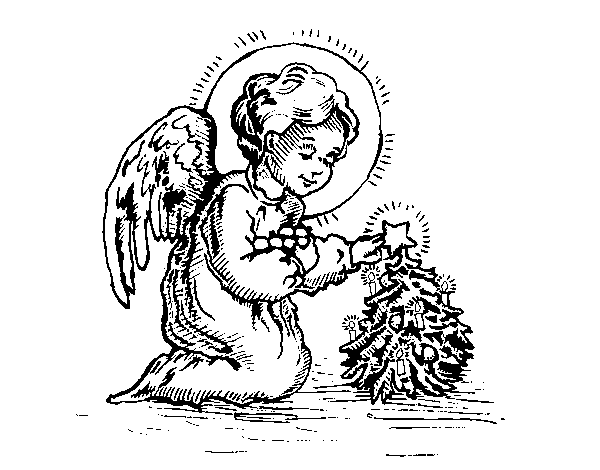 Christmas little angel coloring page