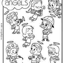 Little angels differences game coloring pages