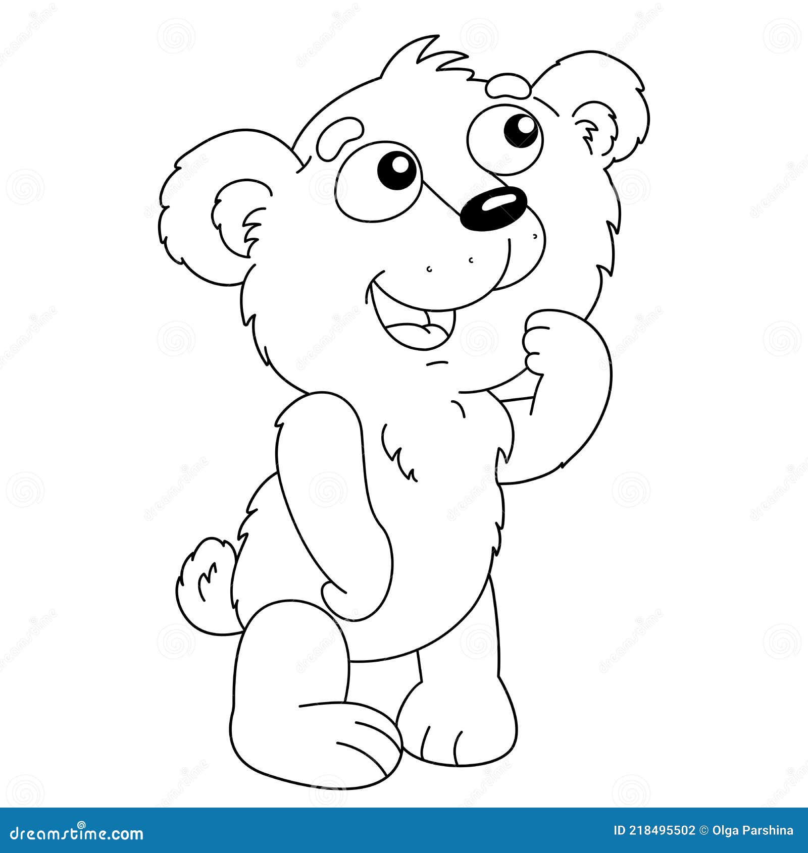Coloring page outline of cartoon little bear coloring book for kids stock vector