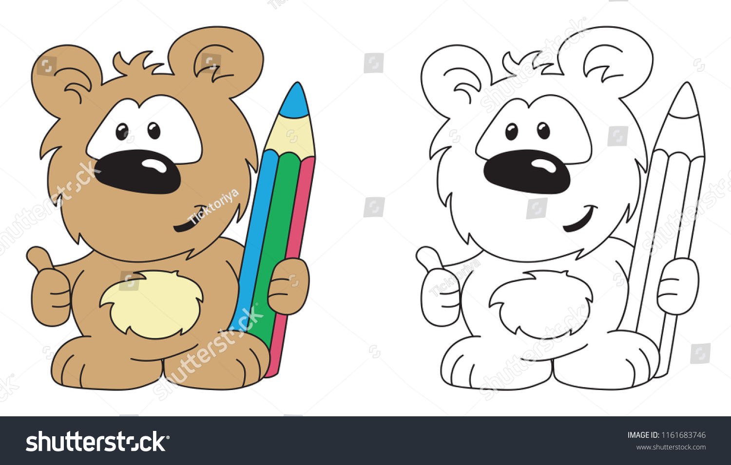 Coloring page cute little bear pencil stock vector royalty free