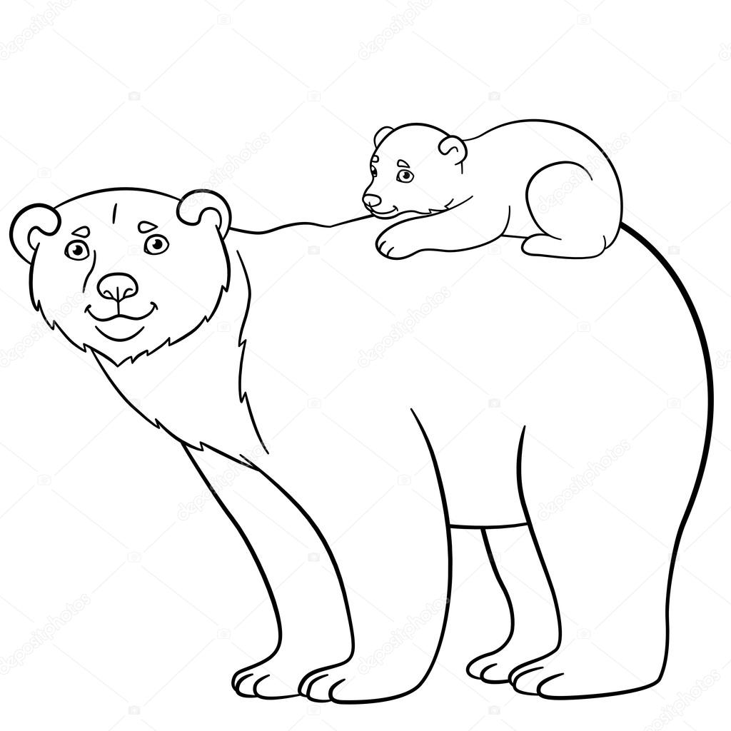 Coloring pages mother bear with her cute baby stock vector by ya