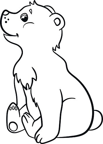 Coloring pages wild animals little cute baby bear stock vector royalty