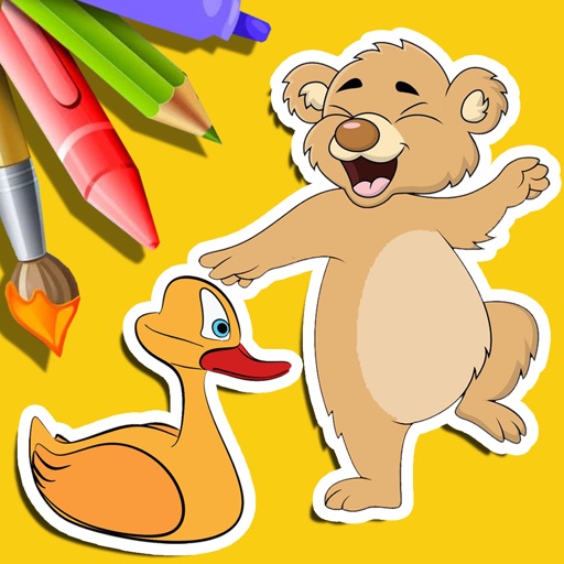 Free coloring page little bear and duck game by lune sumnoi