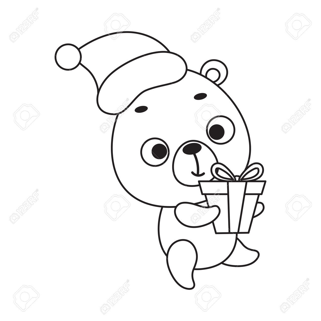Coloring page cute little bear carries gift box coloring book for kids educational activity for preschool years kids and toddlers with cute animal vector stock illustration royalty free svg cliparts vectors and