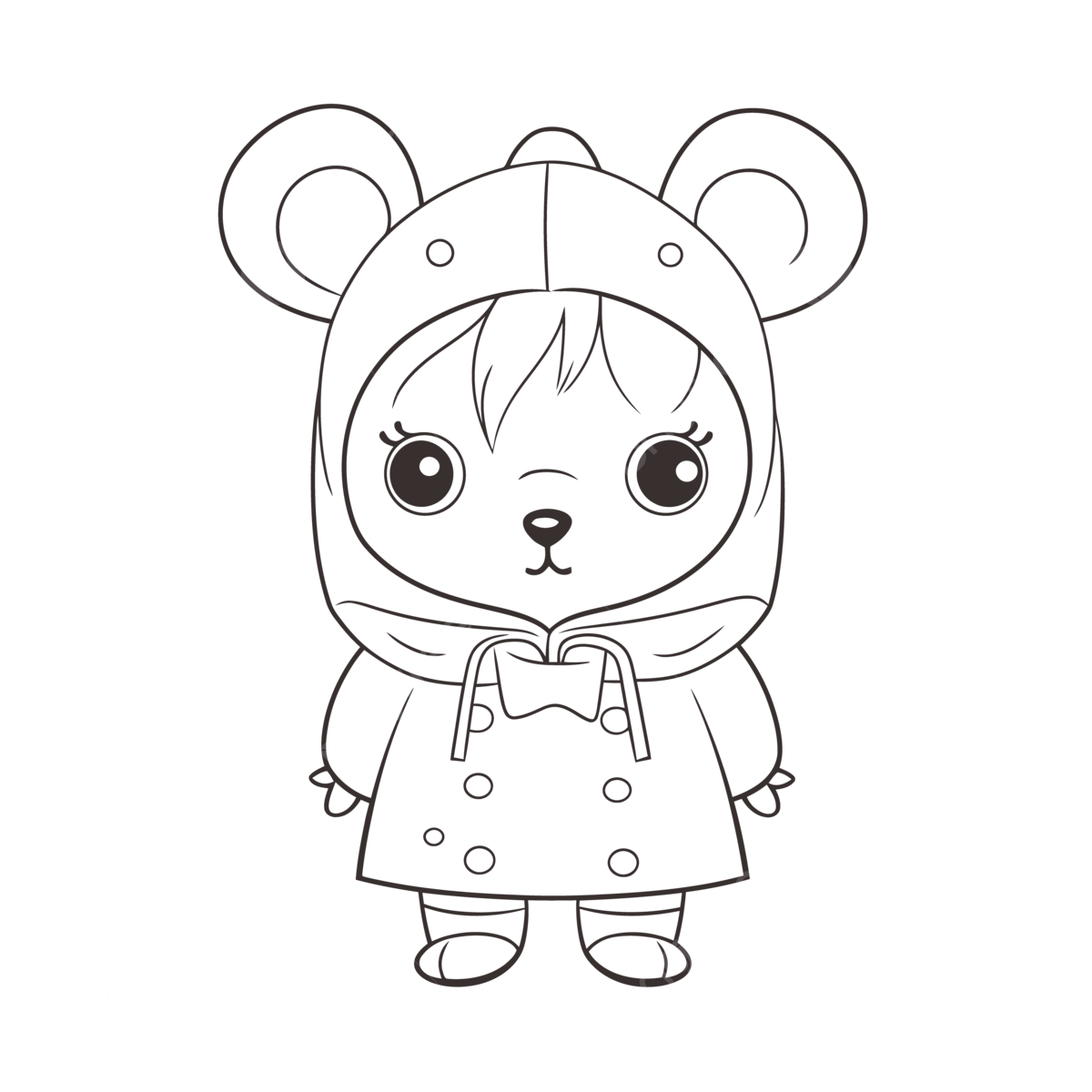 Coloring page of a little bear with a hat outline sketch drawing vector cropping drawing cropping outline cropping sketch png and vector with transparent background for free download