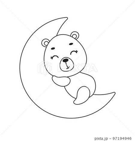 Coloring page cute little bear sleeping onãããããç æ