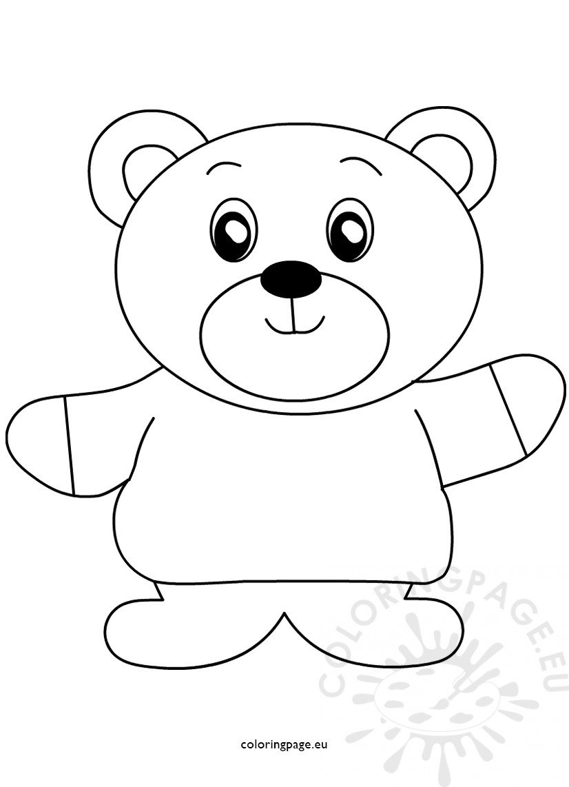 Cartoon happy little bear image coloring page