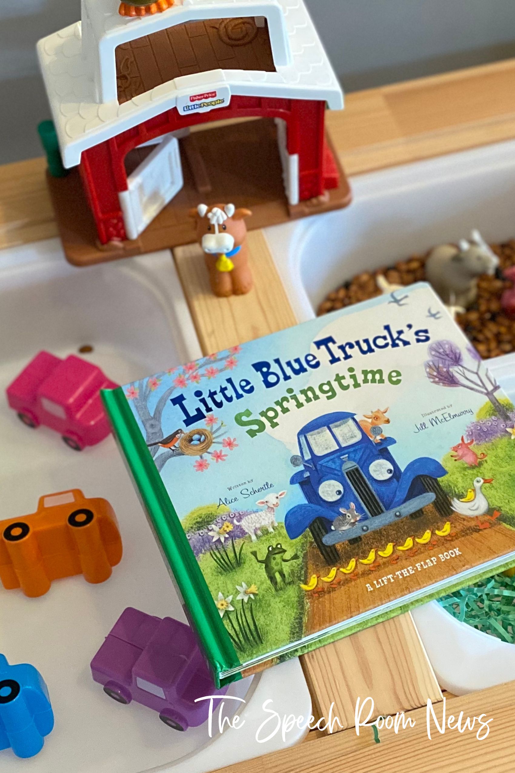 Speech skills to target with a little blue truck sensory bin