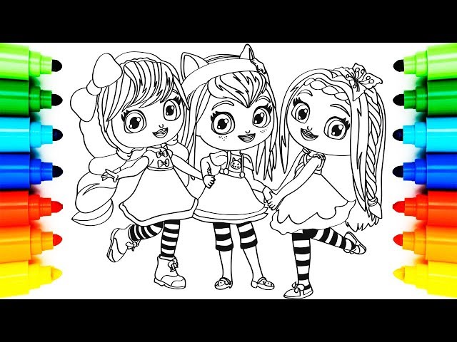 How to draw little charers coloring pages for children aniation learning drawing