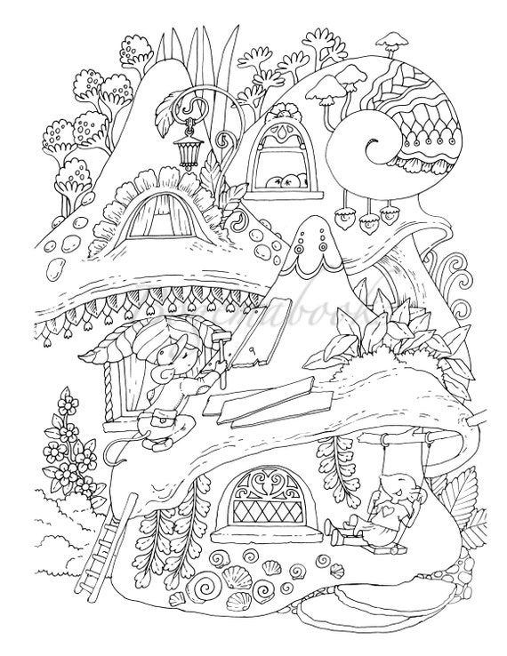 Nice little town adult coloring book coloring pages pdf coloring pages printable for stress relieving for relaxation instant download