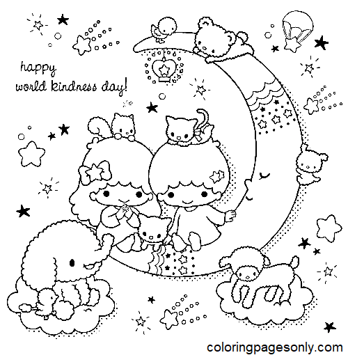 Little twin stars coloring pages printable for free download