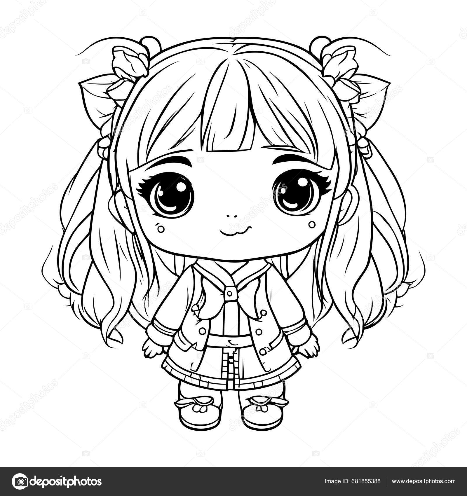 Cute little girl coloring page vector illustration kids coloring book stock vector by ibrandify