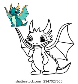 Cute little dragon coloring page cute stock vector royalty free