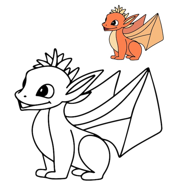 Premium vector cute dragon coloring book little dragon coloring page for children education vector illustration