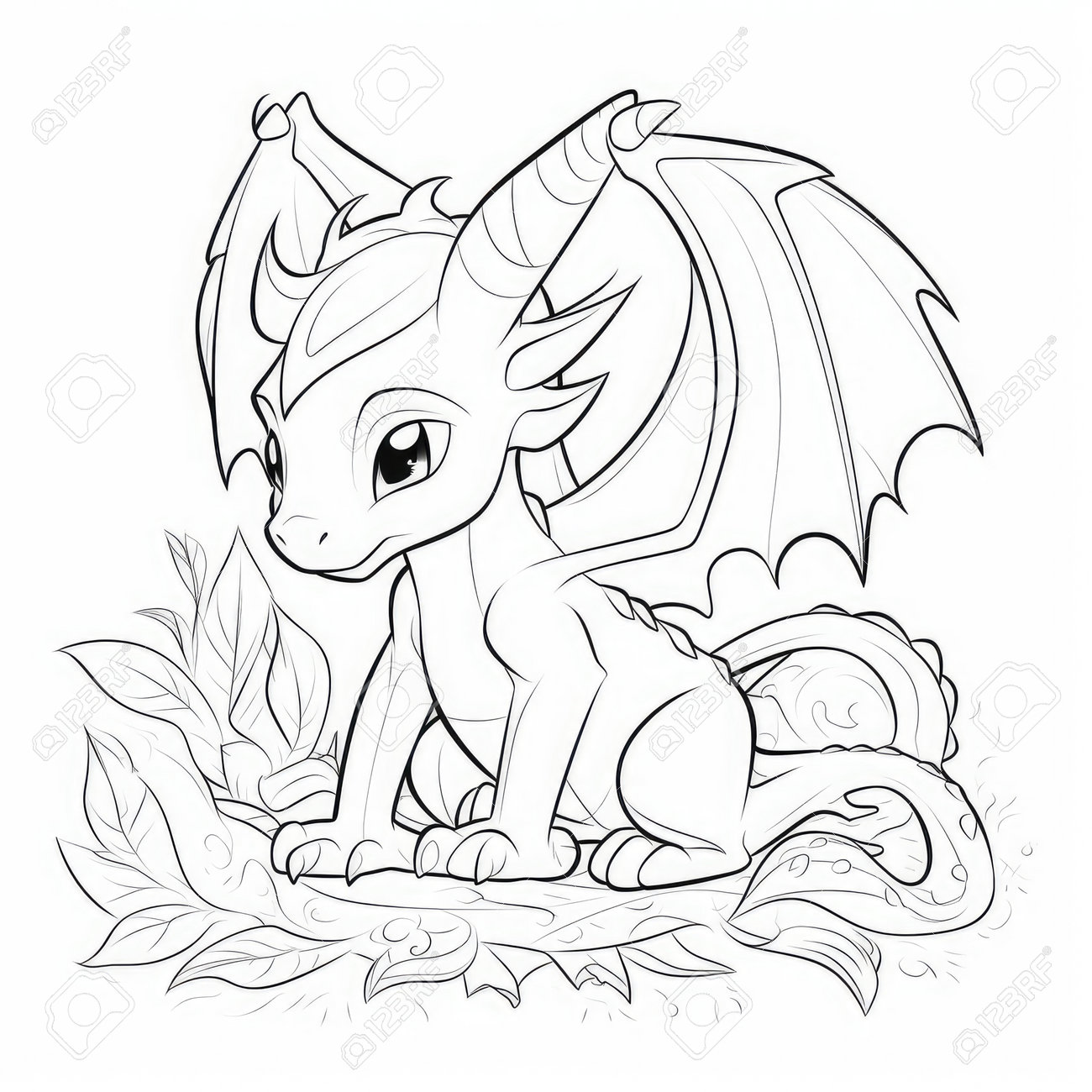 Coloring book for children a cute little dragon vector illustration stock photo picture and royalty free image image