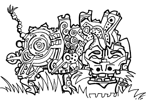 Little dragon coloring page stock illustration