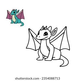 Little dragon coloring book cute dragon stock vector royalty free