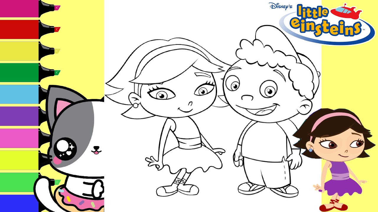 Coloring disney jr little einsteins june and quincy coloring book page for kids sprinkled donuts jr