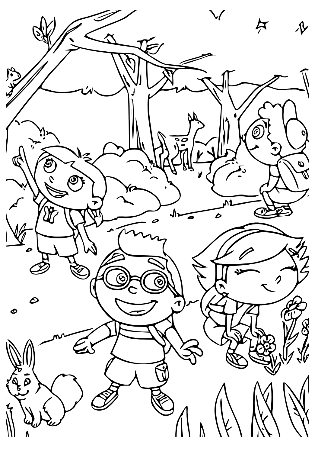 Free printable little einsteins forest coloring page for adults and kids