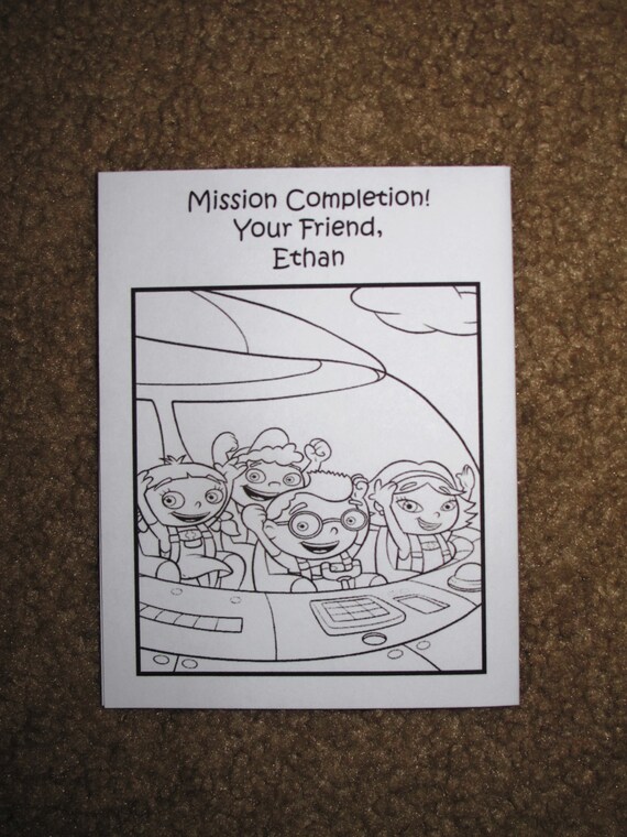 Pdf file little einsteins inspired mini coloring pages booklet personalized customized books birthday party favors supplies rocket