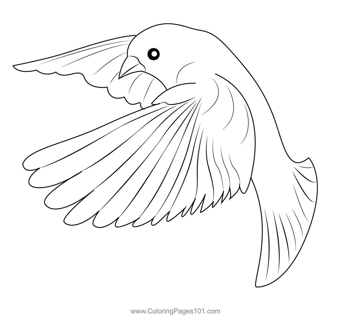 American goldfinch flying coloring page for kids