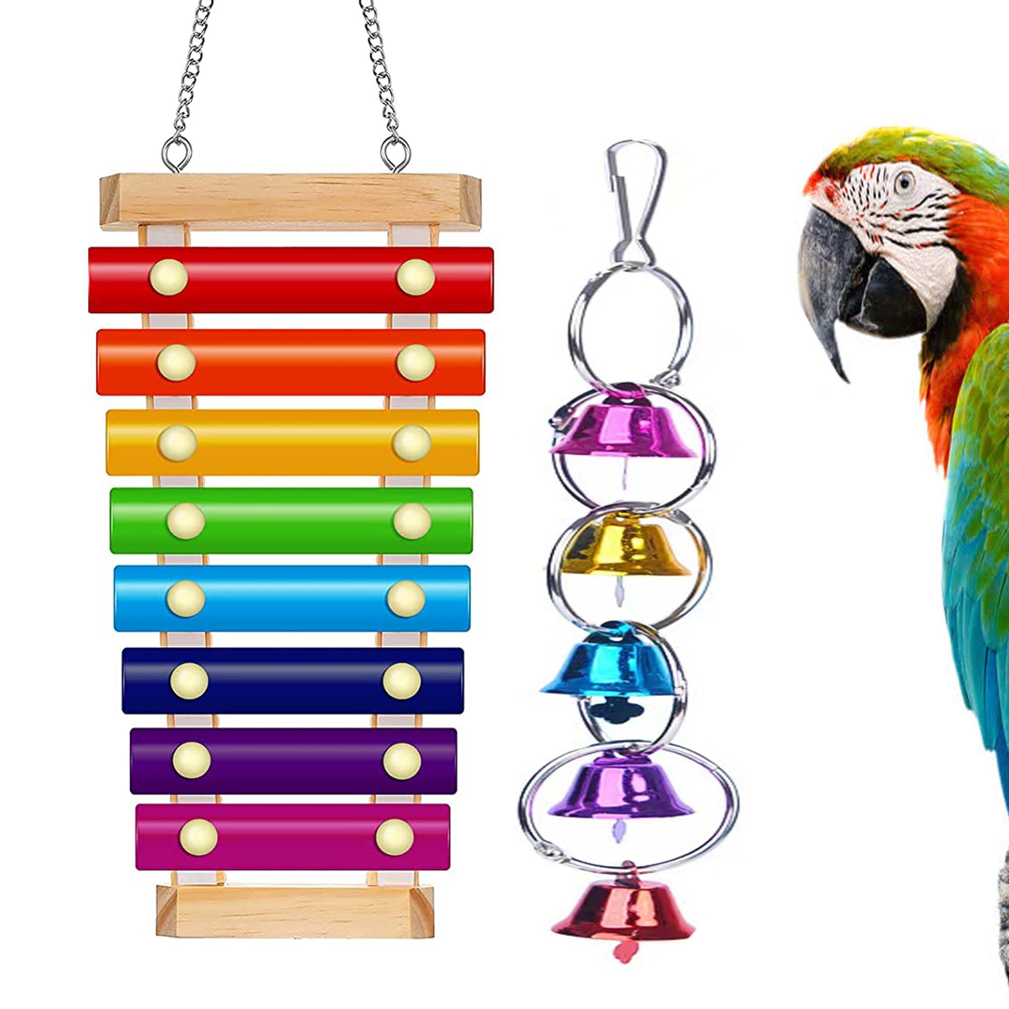 Fejapa large bird xylophone toy parrot training toy bird cage bell accessories music musical toys for conure budgie cockatiel cockatoos parakeet finch love birds canary macaws medium outdoor wild bird