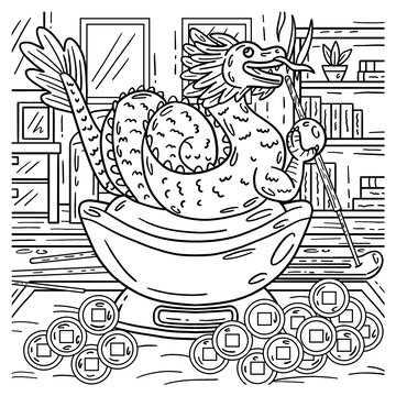 Premium vector a cute and funny coloring page of a feng shui dragon statue provides hours of coloring fun for children color this page is very easy suitable for little kids