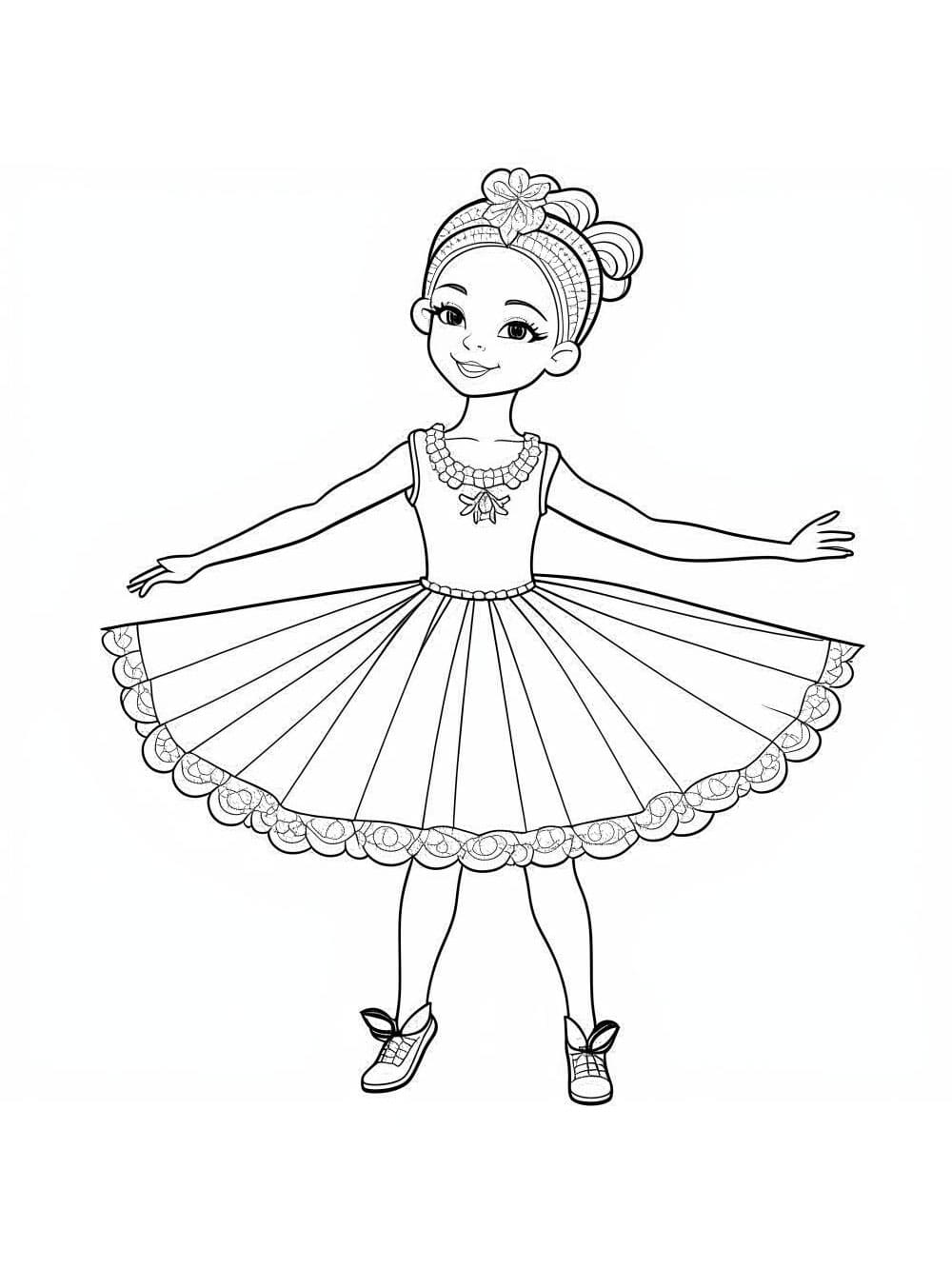 Little ballerina girl coloring page