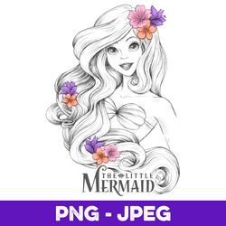 Disney the little mermaid floral ariel line portrait v