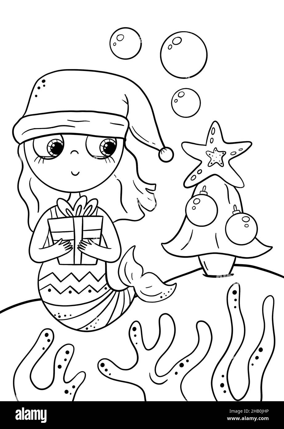 Cartoon mermaid black and white stock photos images