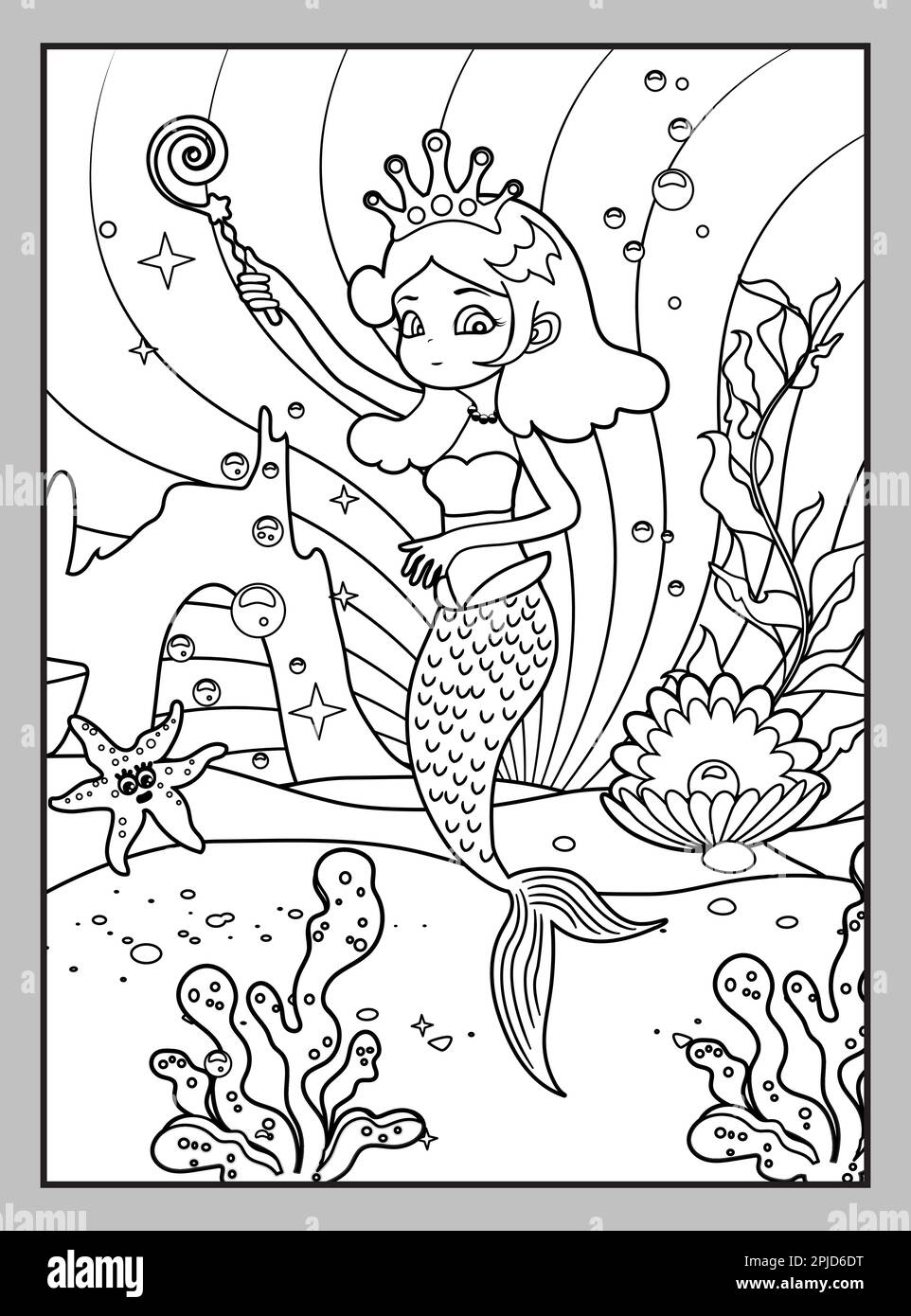 Coloring page mermaid hi