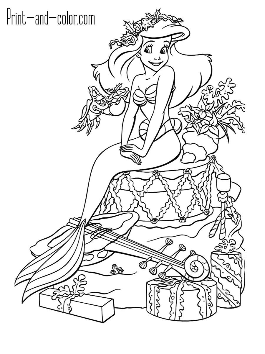The little mermaid coloring pages print and color