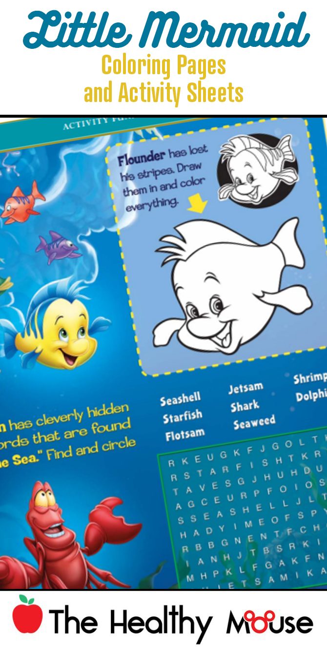 The little mermaid coloring pages and activity sheets