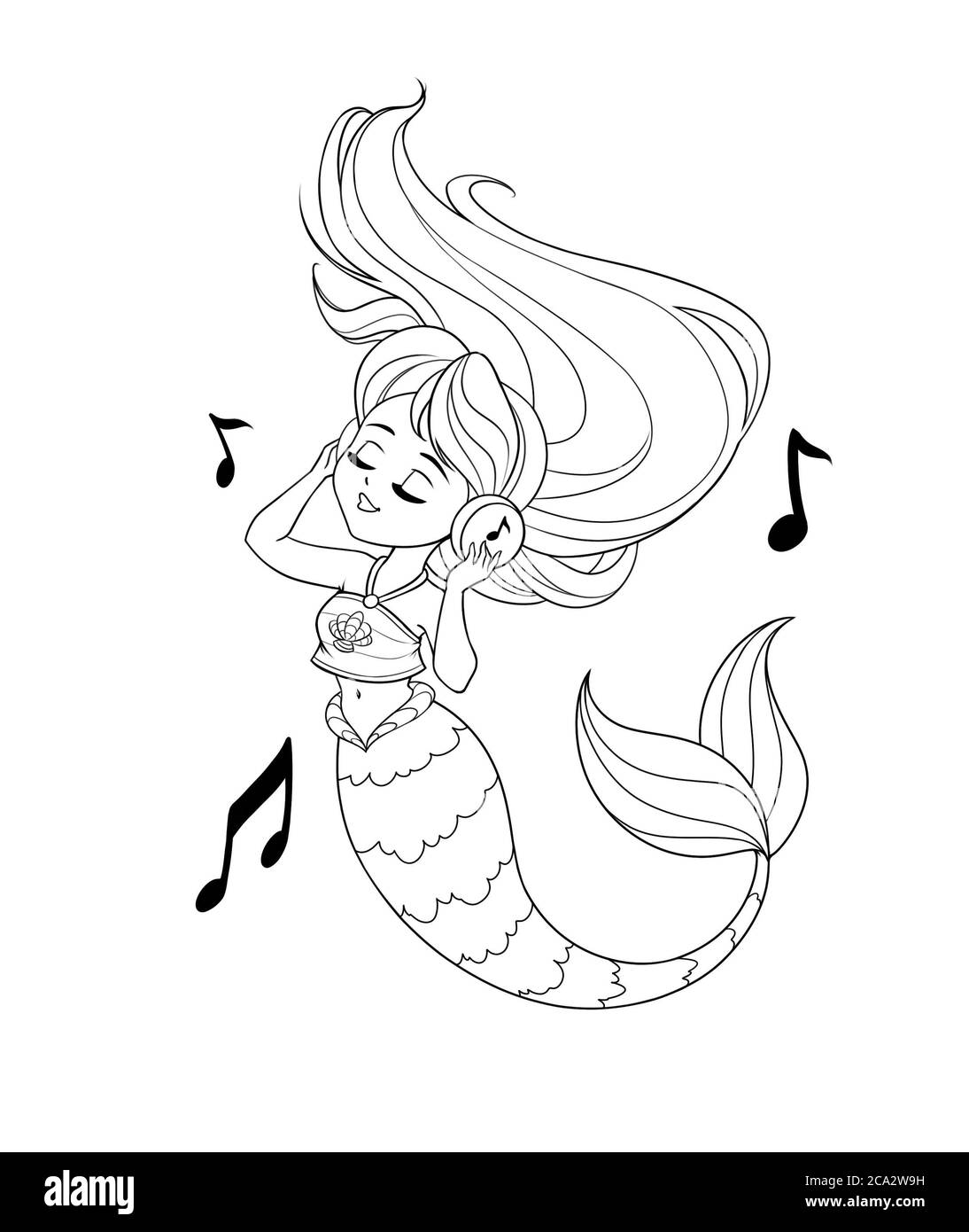 Cute little girl outline drawing black and white stock photos images