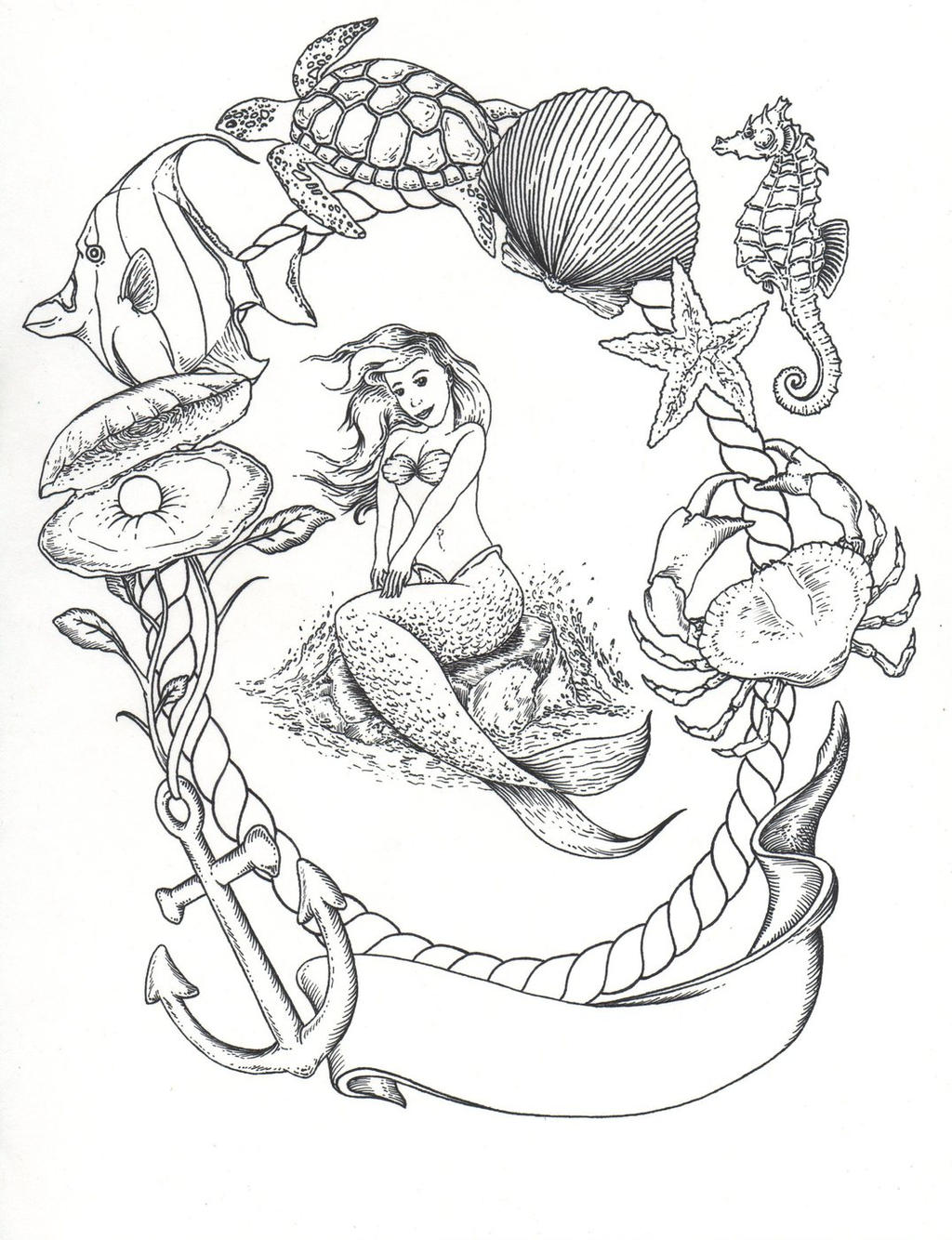 Little mermaid tattoo sketch by jesus