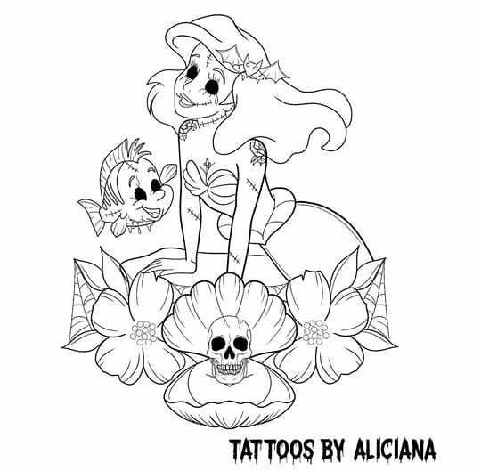 Pin by verspultesprinzesschen on ââdisney punk the little mermaidââ dark disney tattoo monster coloring pages coloring book art