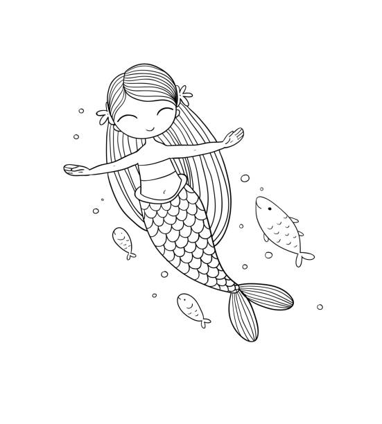 Small mermaid tattoo stock illustrations royalty