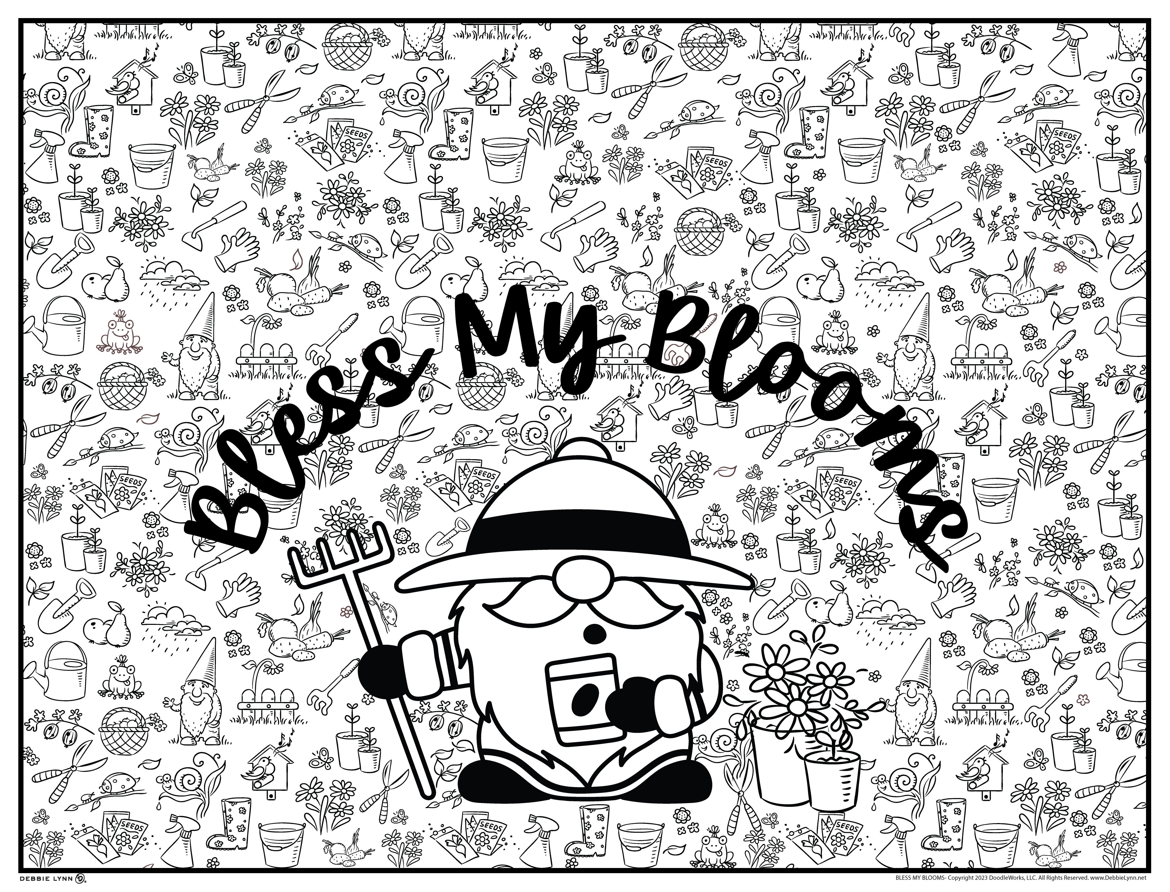 Bless my blooms personalized giant coloring poster x â debbie lynn